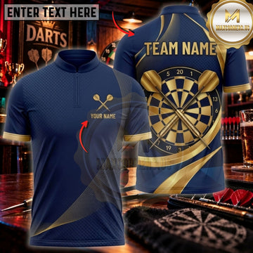 Maxcorners Darts & Classic Dartboard Gold Swirl Graphic Multicolor Customized Name, Team Name 3D Shirts
