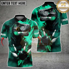 Maxcorners Bowling Dinosaur Smash Ball Design Personalized Name 3D Unisex Shirt
