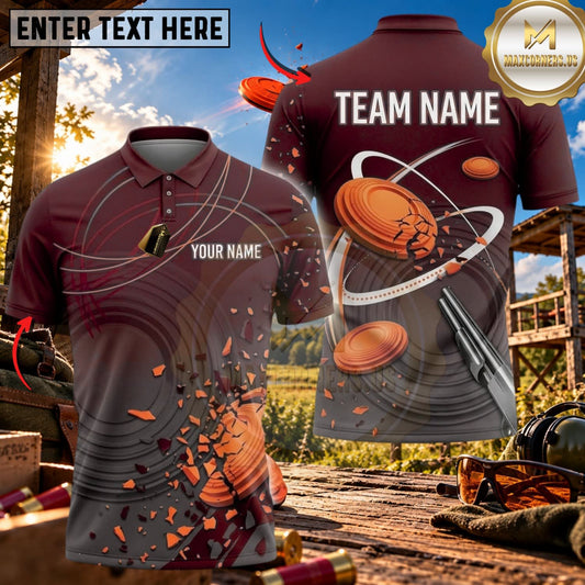 Maxcorners Clay Shooting Orbit Clay Target Explosion Multicolor Customized Name Team Name 3D Shirts (4 Colors)