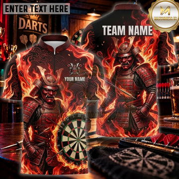 Maxcorners Darts Inferno Red Demon Samurai Personalized Name 3D Unisex Shirt