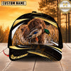 Maxcorners Dog Hunting And Duck Black Gold Wave Wetland Personalized Name 3D Cap