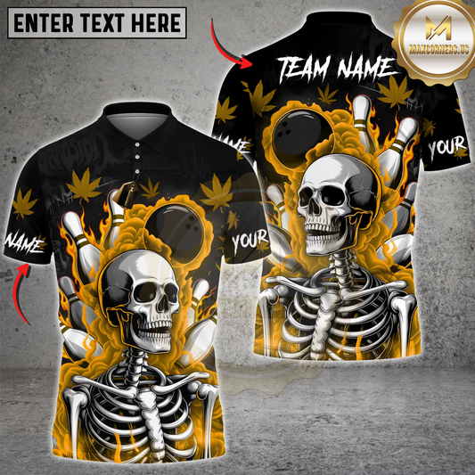 Maxcorners Bowling High Rollers Skull 420 Multicolor Customized Name, Team Name 3D Shirts