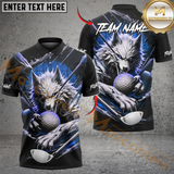 Maxcorners Savage Wolf Golf Polo Shirt, Customized Name & Team Name 3D Shirts (4 Colors)