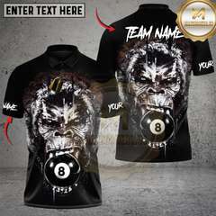 Maxcorners Billiard Primal Rage 8-Ball Personalized Name 3D Unisex Shirt