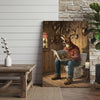 Maxcorners Deer Relaxing in Bathtub with Whiskey Glass Wrapped Canvas