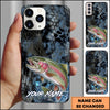 Maxcorners Fishing Phone Case Dark Hexagon Texture Smoke Blue Art Personalized Name Phone Case (8 Fish Species)