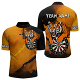 Maxcorners Roaring Tiger Dartboard Shirt - Rust & Black Darts Jersey With Custom Name For Men LM2404
