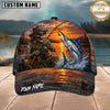 Maxcorners Fishing Skull Angler Sunset Lake Personalized 3D Cap