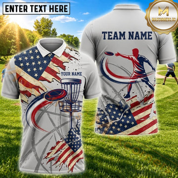 Maxcorners Disc Golf American Flag Chain Basket Personalized Name 3D Unisex Shirt