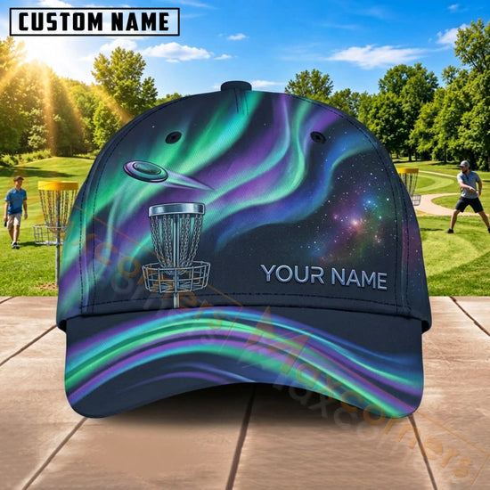 Maxcorners Disc Golf Aurora Wave Personalized Name 3D Cap