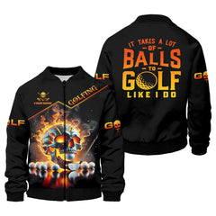Maxcorners It Takes A Lot Of Balls To Golf Like I Do Custom Men's Golf Polo Shirt, Skull Golf Shirt, Funny Golf Shirt