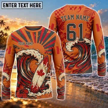 Maxcorners Surfing Octopus Graphic & Retro Underwater Sea Art Customized Name, Number, Team Name 3D Long Sleeve Shirts