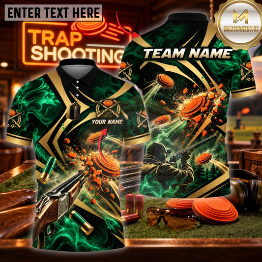 Maxcorners Trap Shooting Shotgun & Target Burst Motion Graphic Multicolor Customized Name, Team Name 3D Shirts