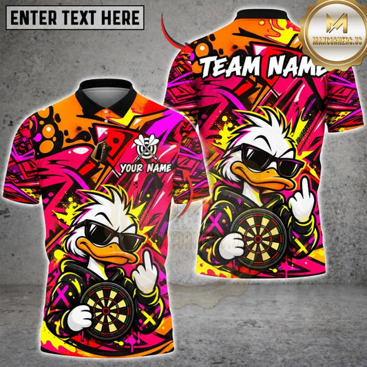 Maxcorners Darts Cool Duck Sunglasses Middle Finger Target Board Graffiti Artwork Multicolor Customized Name, Team Name 3D Shirts