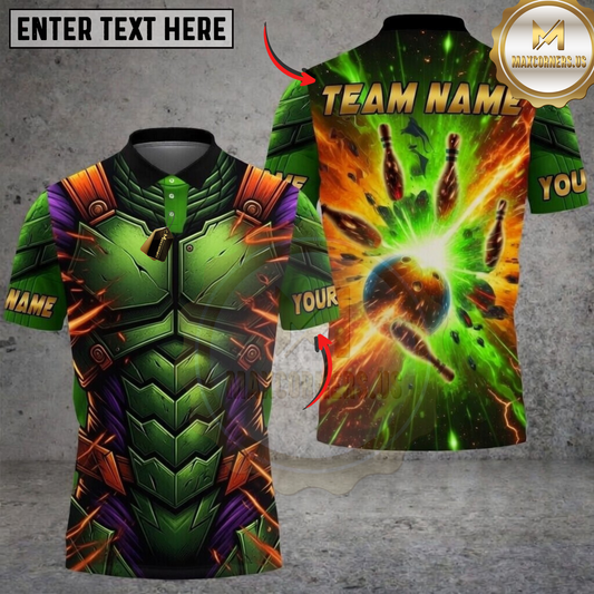 Maxcorners Loki Bowling Armor Cosmic Strike Personalized Name 3D Unisex Shirt