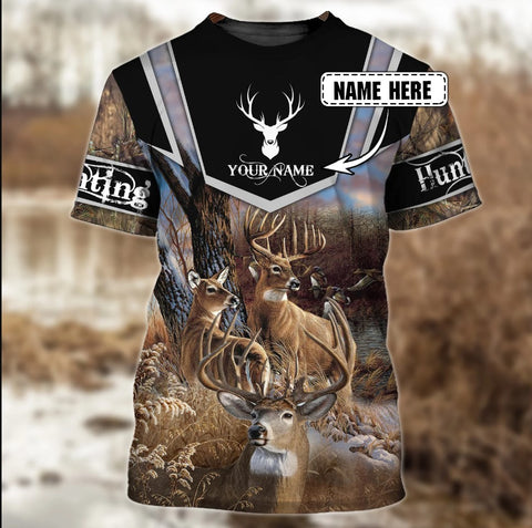 Maxcorners Custom Name Deer Hunting Shirt 3D All Over Printed Clothes