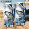 Maxcorners Fishing Tumbler White Blue Halftone Splash Design Personalized Name Tumbler (13 Species)