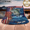 Maxcorners Fishing Patriotic American Flag Fishing Design with Dynamic Water Splash Personalized Name 3D Bucket Hat (13 Fish Species)