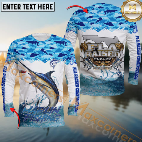 Maxcorners Marlin Fishing Blue Water School Of Fish Pattern Sport Custom Name & Team Name 3D Shirts For Ed
