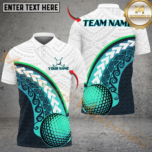 Maxcorners Tribal Swing Golf Polo Shirt, Customized Name & Team Name 3D Shirts (4 Colors)