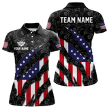 Maxcorners Personalized American Flag Billiard Shirts For Men, Patriotic 8 Ball Pool Team Jersey | Black LM1805