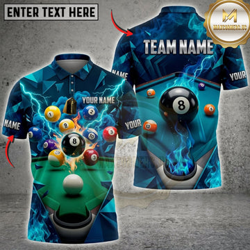 Maxcorners Billiards Turquoise Pool Table And Colorful Pool Balls Personalized Name 3D Unisex Shirt