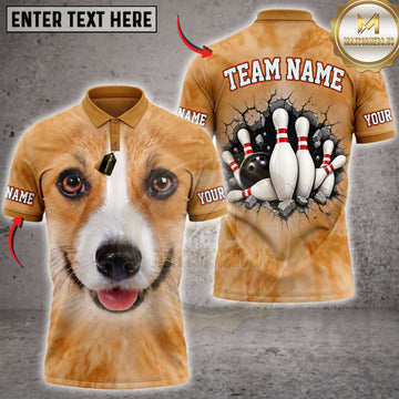 Maxcorners Bowling Cute Beagle Dog Black White Bowling Pins Personalized Name 3D Unisex Shirt