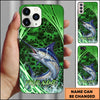 Maxcorners Fishing Green Honeycomb Splash Personalized Name Phone Case  (12 Fish Species)