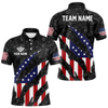 Maxcorners Personalized American Flag Billiard Shirts For Men, Patriotic 8 Ball Pool Team Jersey | Black LM1805