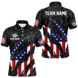 Maxcorners Personalized American Flag Billiard Shirts For Men, Patriotic 8 Ball Pool Team Jersey | Black LM1805