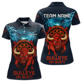 Maxcorners Men's Custom Darts Shirt With Red Angry Bull Lightning Effect And Flame Dartboard LM1605