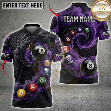 Maxcorners Billiards Purple Lightning And Cosmic Pool Balls Personalized Name 3D Unisex Shirt