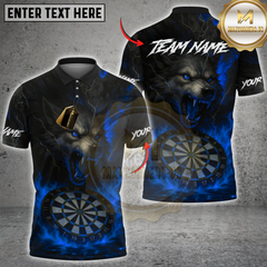 Maxcorners Wolf Darts Fire Fury Multicolor Customized Name, Team Name 3D Shirt