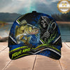 Maxcorners Fishing Grim Reaper Blue Green Splash Personalized 3D Cap
