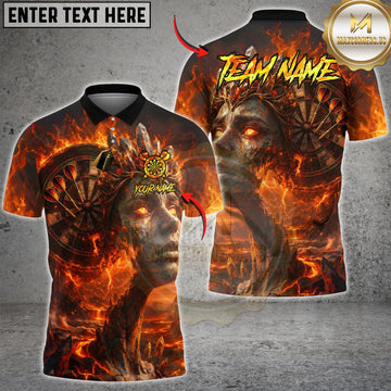 Maxcorners Darts Volcanic Lava Queen Goddess Multicolor Customized Name, Team Name 3D Shirts