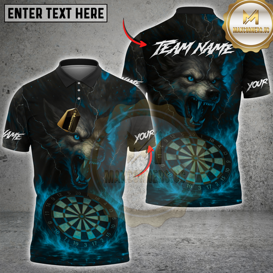 Maxcorners Wolf Darts Fire Fury Multicolor Customized Name, Team Name 3D Shirt