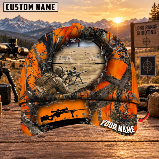 Maxcorners Long Range Shooting Blaze Orange Tactical Shooter Personalized Name 3D Cap