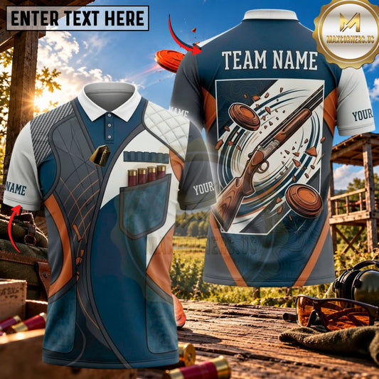 Maxcorners Clay Shooting Patchwork Vest Shotgun Target Multicolor Customized Name Team Name 3D Shirts (4 Colors)