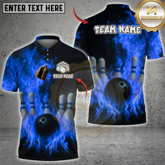 Maxcorners Bowling And Pins Flame Multicolor Customized Name, Team Name 3D Shirts