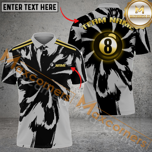 Maxcorners Storm Billiard Jersey Multicolor Options Personalized Name, Team Name 3D Polo Shirt (4 Colors)