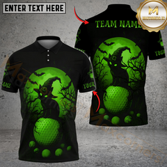 Maxcorners Golf Halloween Black Cat Multicolor Customized Name, Team Name 3D Shirts