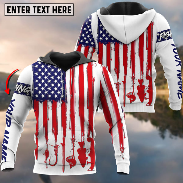 Maxcorners Fishing Flag Us Customize Name 3D Shirts