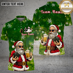 Maxcorners Bowling Santa Claus Christmas Snowflake Design Multi Options Personalized Name Team Name 3D Shirt