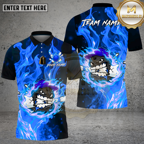 Maxcorners Bowling Fireball Angry Flame Explosion Design Multi Options Personalized Name Team Name 3D Shirt