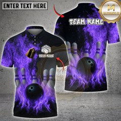 Maxcorners Bowling And Pins Flame Multicolor Customized Name, Team Name 3D Shirts