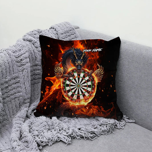 Maxcorners Darts Fire Dragon Blaze Multicolor Customized Name 3D Pillow