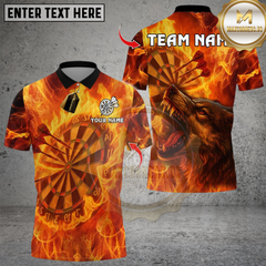 Maxcorners Darts Flame Wolf Bullseye With Dartboard Multicolor Customized Name, Team Name 3D Shirts