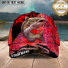 Maxcorners Fishing Red Smoke Scale Graphic Personalized Name 3D Cap (12 Fish Species)