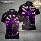 Maxcorners Dartboard Grim Reaper Red Hood Skull Design Multi Options Personalized Name Team Name 3D Shirt