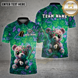 Maxcorners Billiards Cute Teddy Bear Neon Graffiti Style Multi Options Personalized Name Team Name 3D Shirt